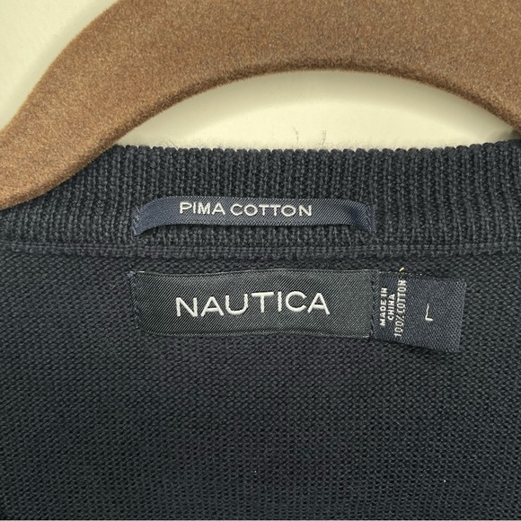 NAUTICA Men’s ribbed V-neck Grandpa Checkered sweater Vest L 100% Pima Cotton - Picture 6 of 11